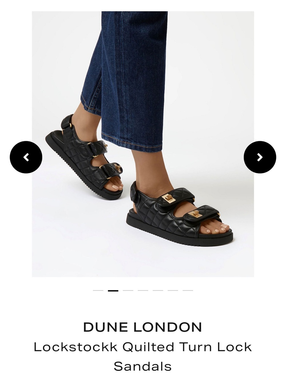 Dune London Black Quilted Leather sandals